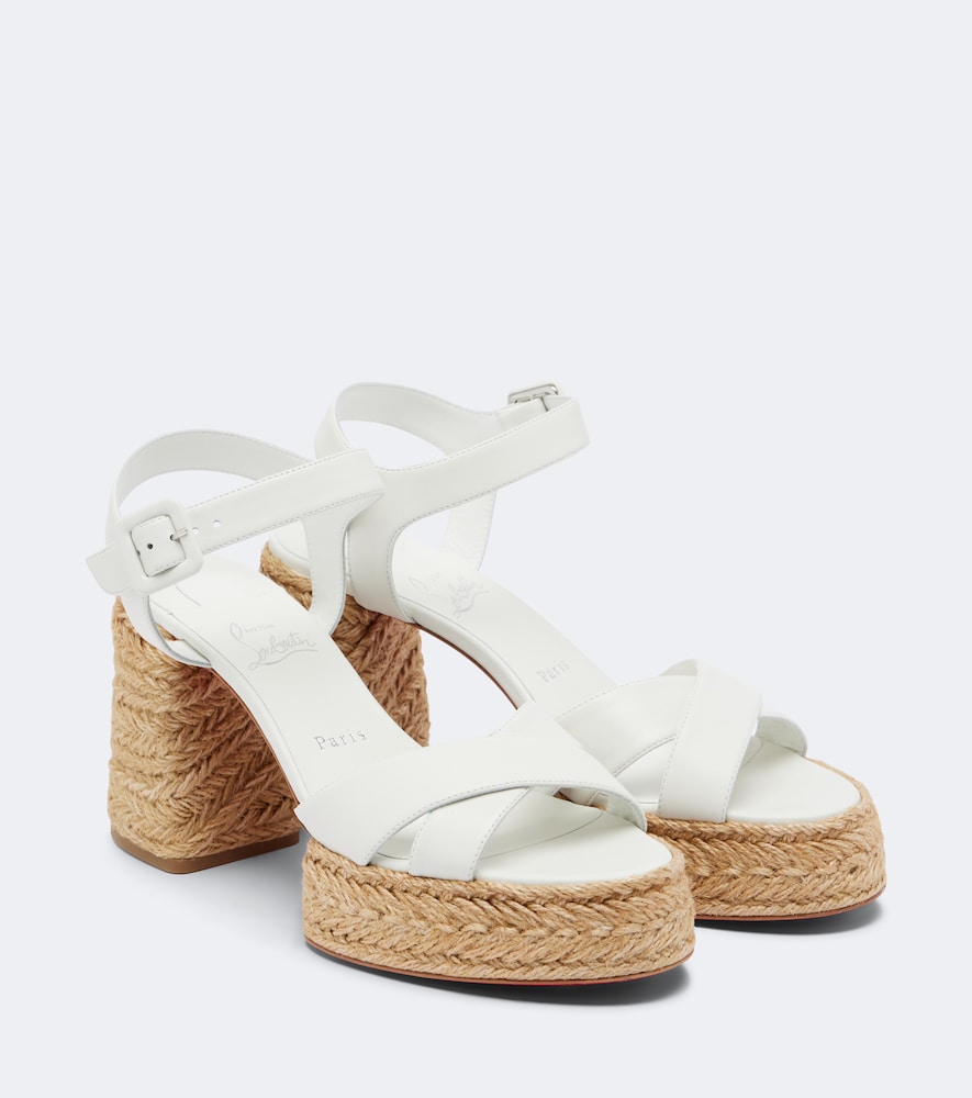 White Christian Louboutin Calakala 70 leather espadrilles - High Espadrilles