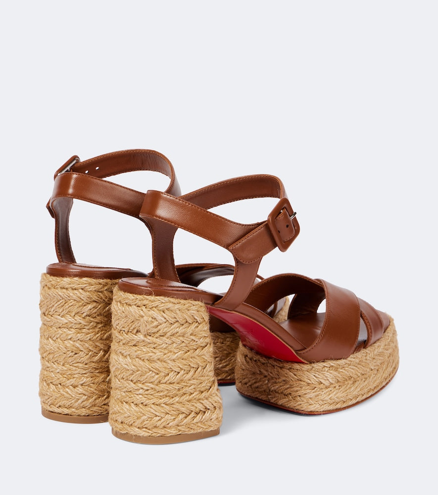 Christian Louboutin Calakala 85 leather espadrille sandals (Brown) - High Espadrilles