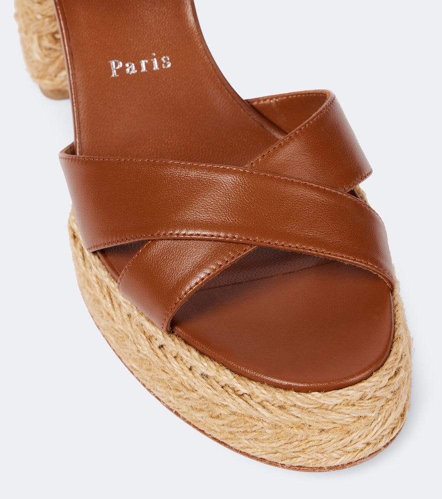 Christian Louboutin Calakala 85 leather espadrille sandals (Brown) - High Espadrilles
