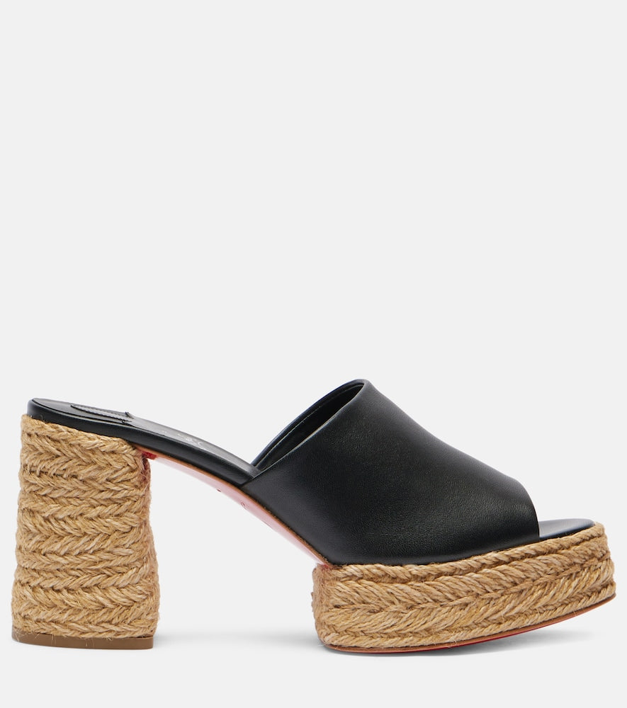 Christian Louboutin Calakala 85 leather platform mules (Black) - High Espadrilles