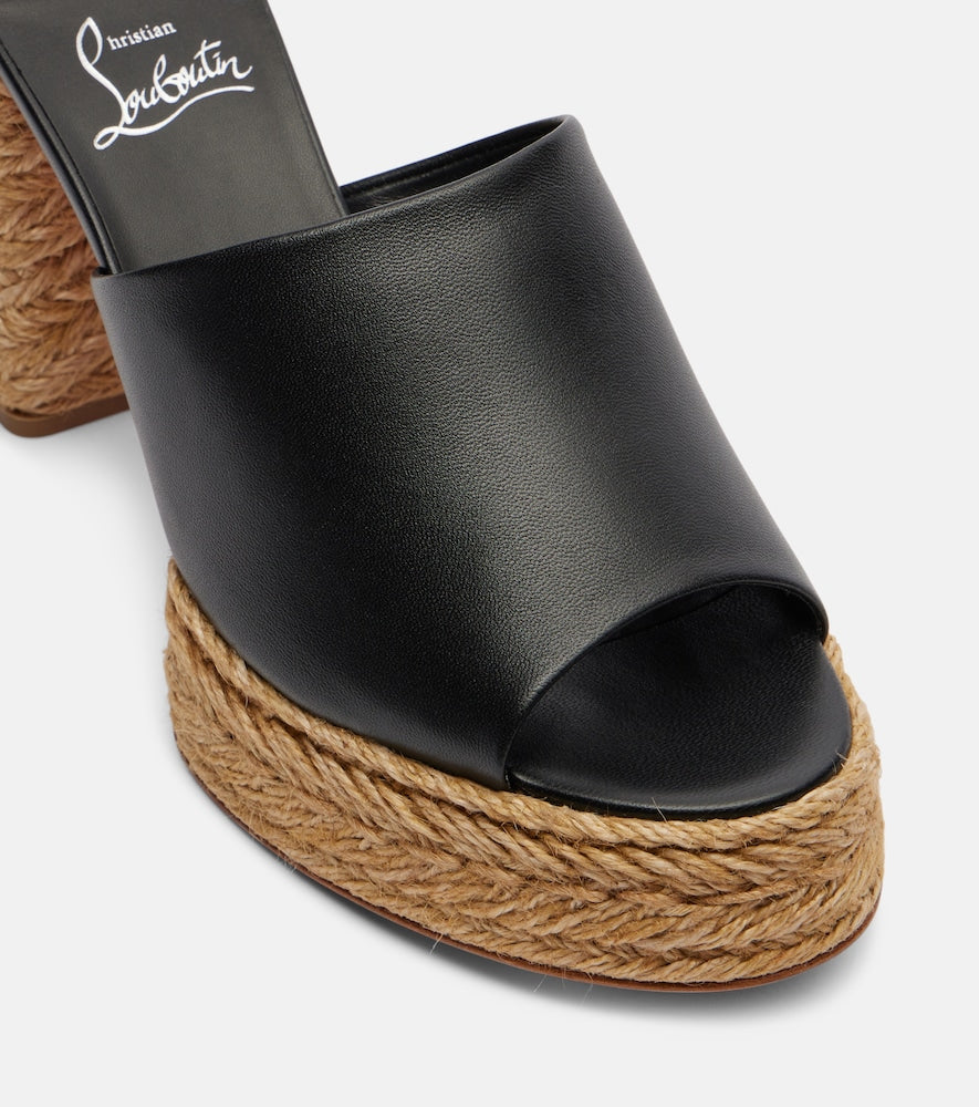 Christian Louboutin Calakala 85 leather platform mules (Black) - High Espadrilles