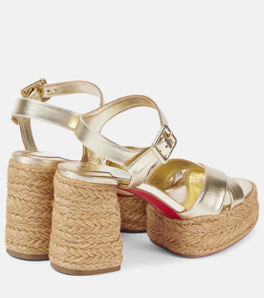 Christian Louboutin Calakala 85 metallic leather platform sandals in Gold - High Espadrilles