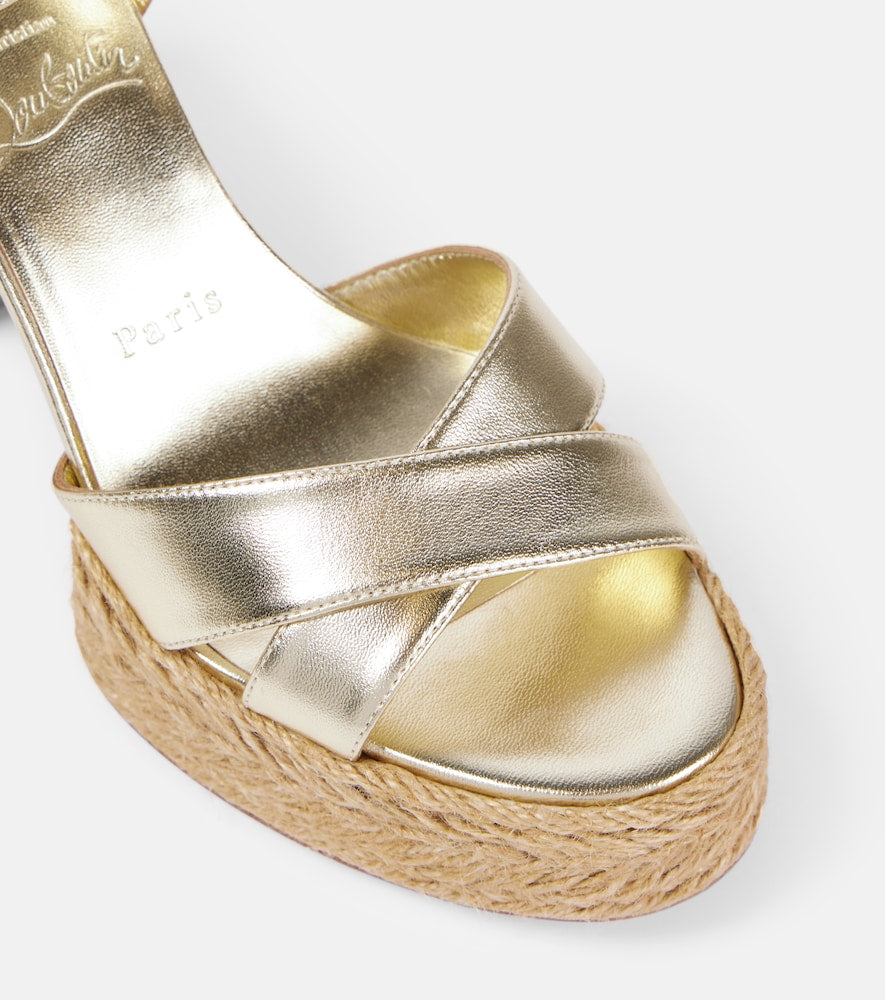 Christian Louboutin Calakala 85 metallic leather platform sandals in Gold - High Espadrilles