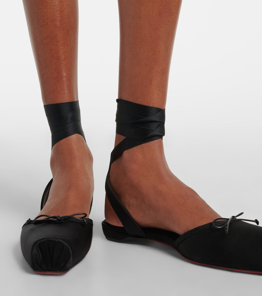 Black Christian Louboutin Cassia satin flats - Ballerina Flats