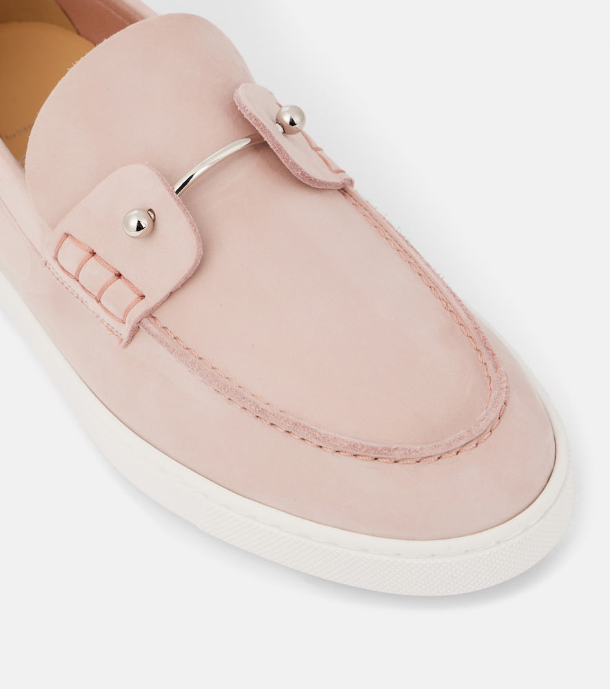 Pink Christian Louboutin Chambeliboat suede slip-on shoes - Loafers