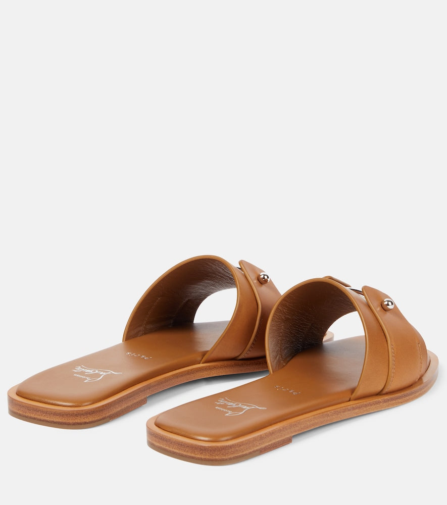 Christian Louboutin Chambelimule leather slides - Brown Flat Sandals
