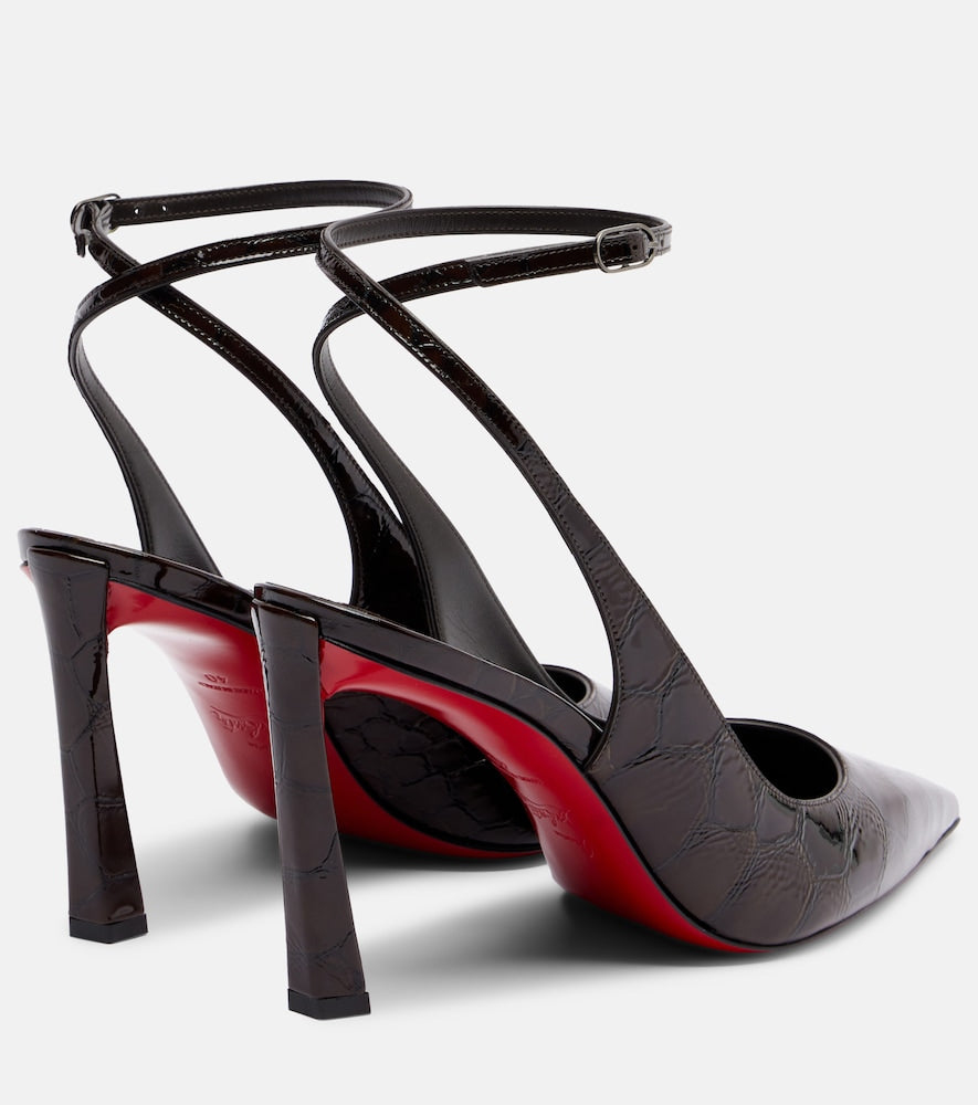 Brown Christian Louboutin Condora 85 croc-effect slingback pumps - Mid Heel Pumps