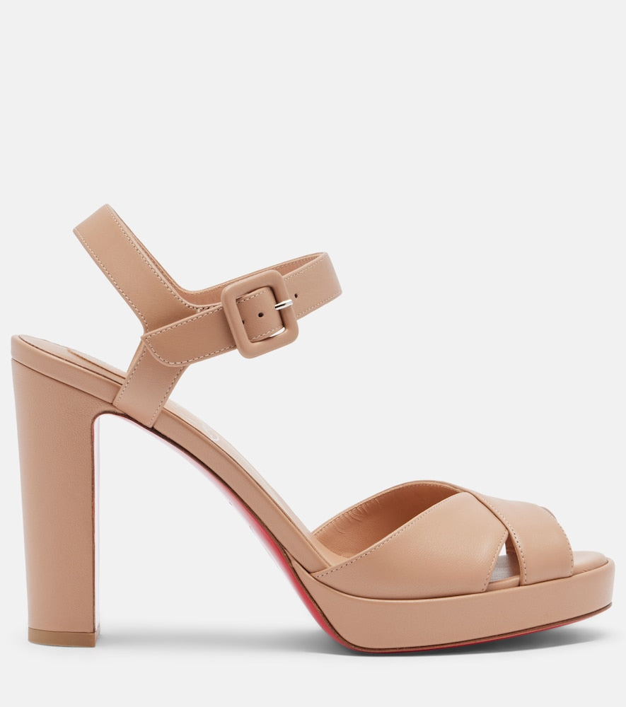 Christian Louboutin Cora 100 leather sandals in Beige - Heeled Sandals