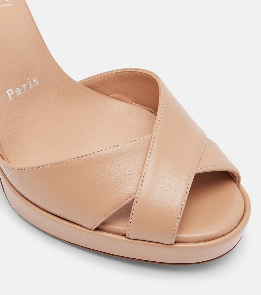 Christian Louboutin Cora 100 leather sandals in Beige - Heeled Sandals
