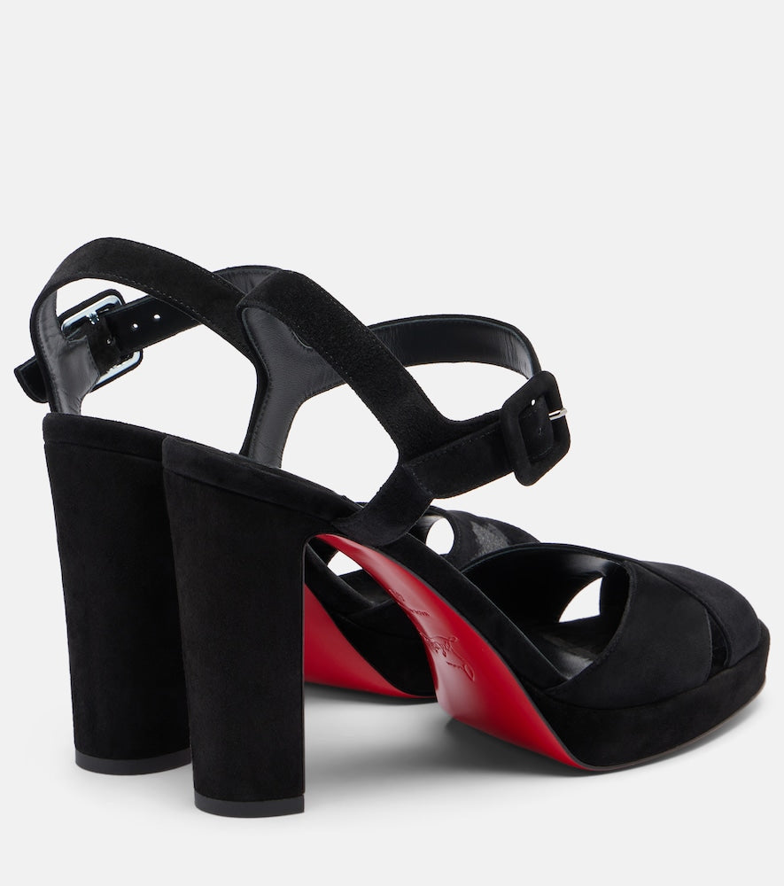 Black Christian Louboutin Cora 100 suede sandals - Heeled Sandals