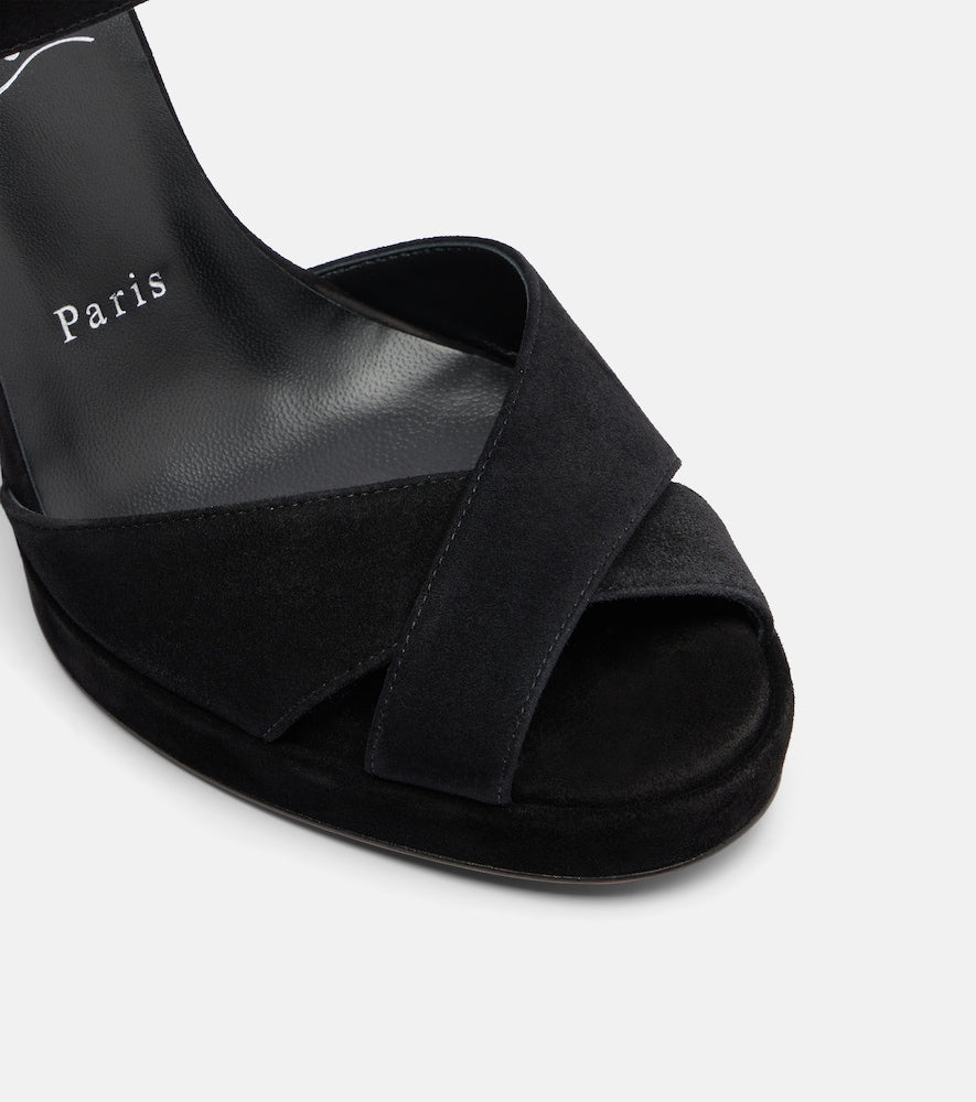 Black Christian Louboutin Cora 100 suede sandals - Heeled Sandals