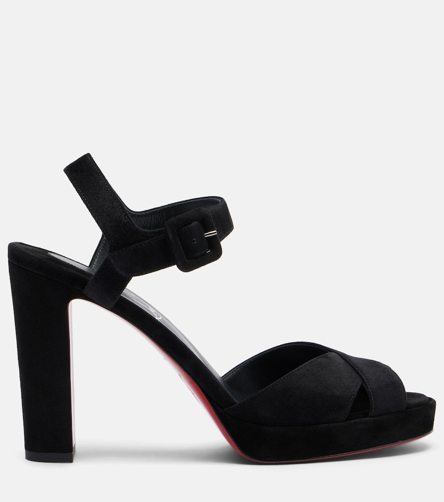 Black Christian Louboutin Cora 100 suede sandals - Heeled Sandals