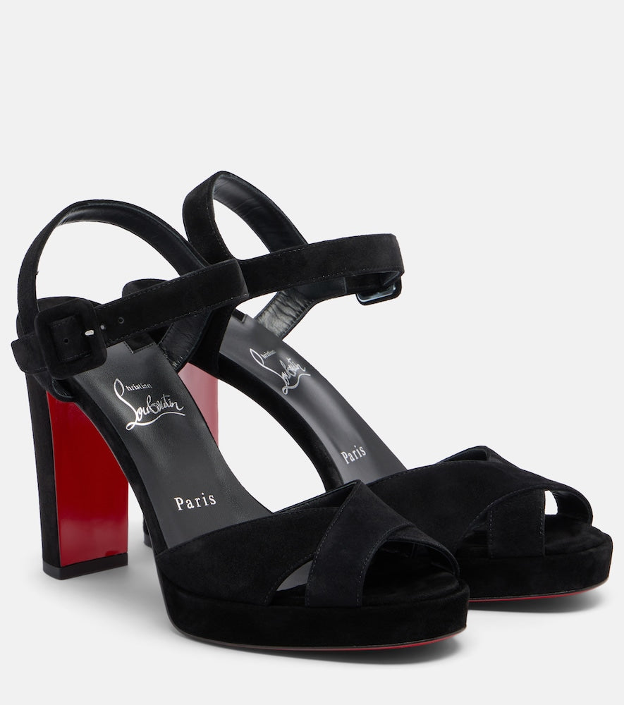 Black Christian Louboutin Cora 100 suede sandals - Heeled Sandals