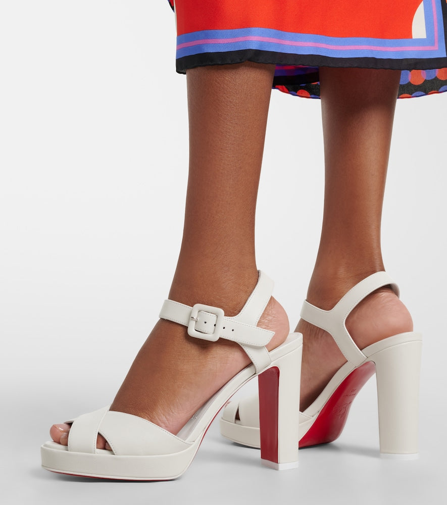 White Christian Louboutin Cora leather sandals - Heeled Sandals