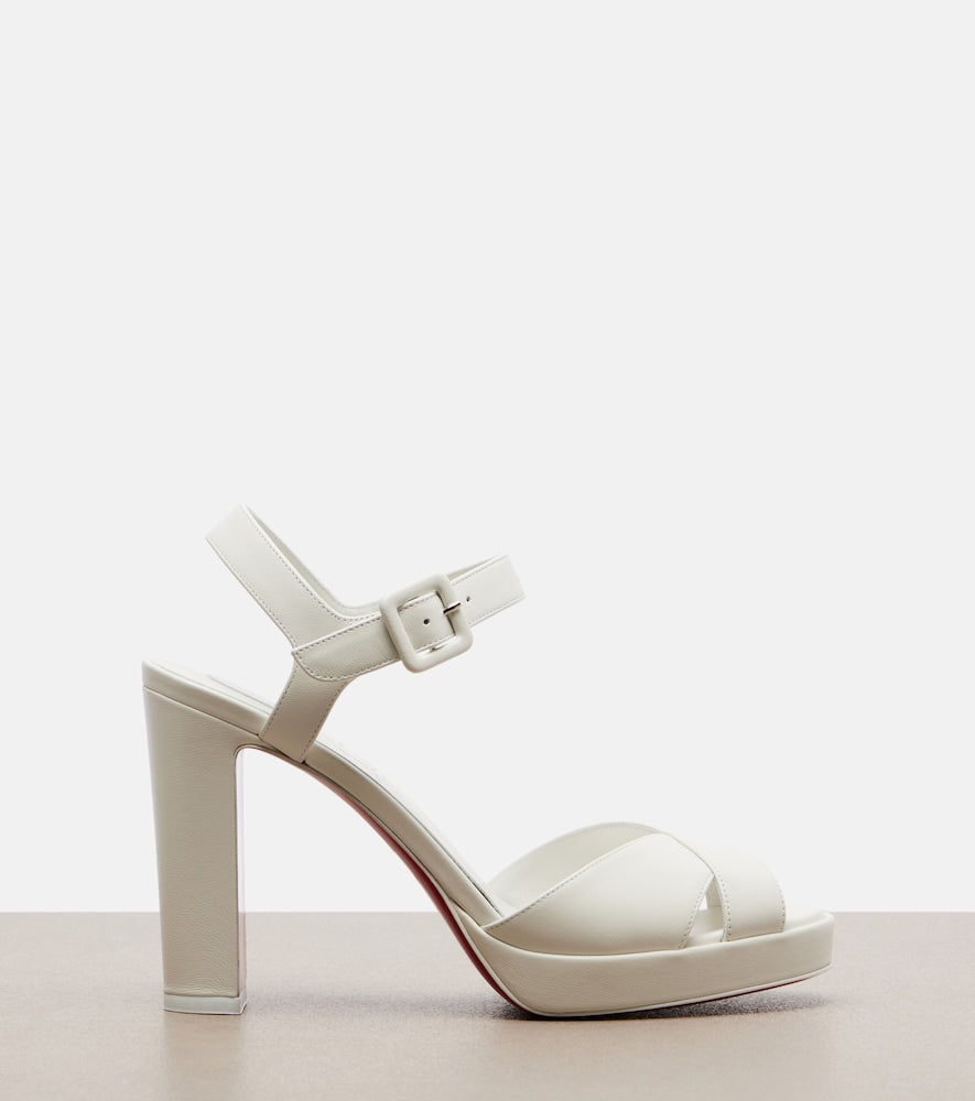White Christian Louboutin Cora leather sandals - Heeled Sandals