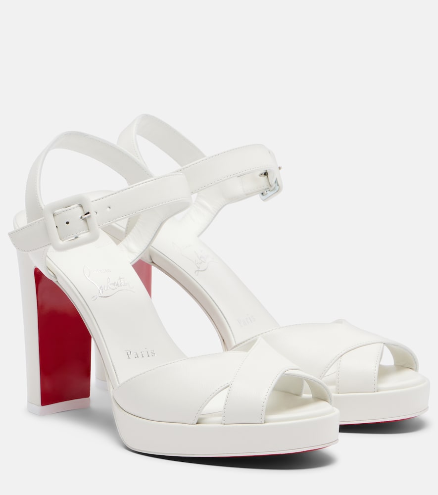 White Christian Louboutin Cora leather sandals - Heeled Sandals