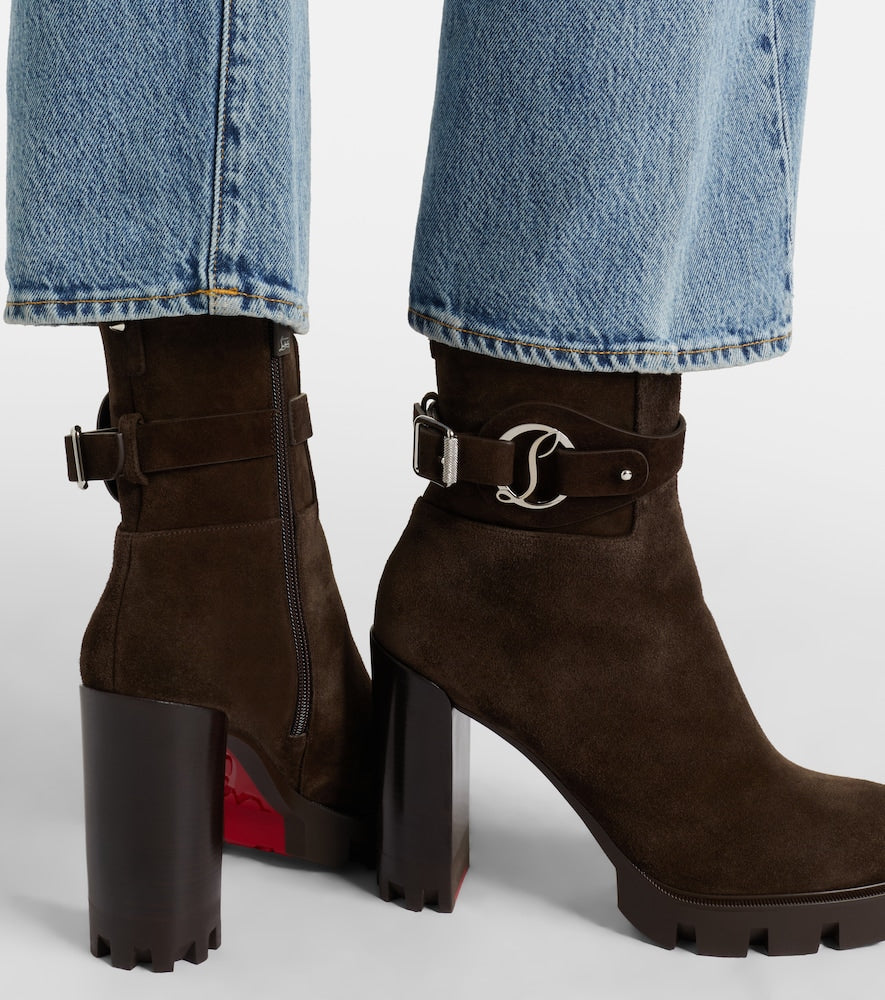 Christian Louboutin Dianouchette 100 suede ankle boots - Brown High Heels
