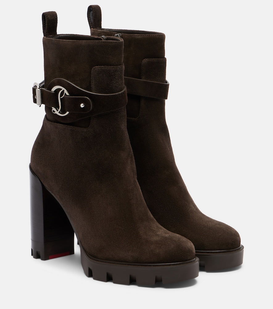 Christian Louboutin Dianouchette 100 suede ankle boots - Brown High Heels