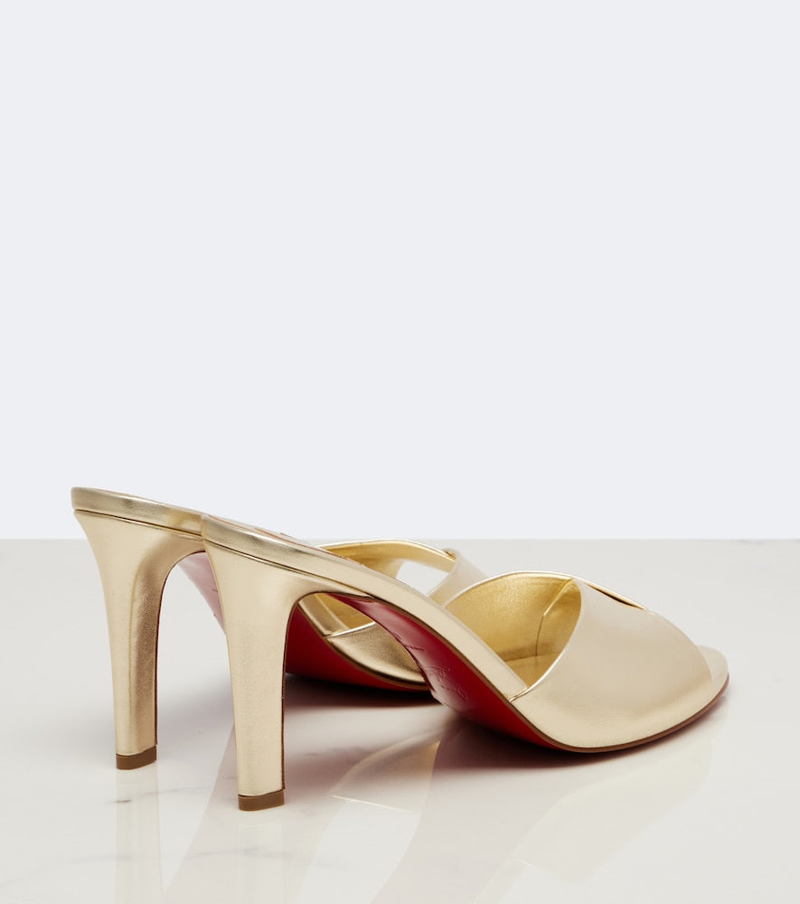 Christian Louboutin Fanny metallic leather mules - Gold Mid Heel Sandals