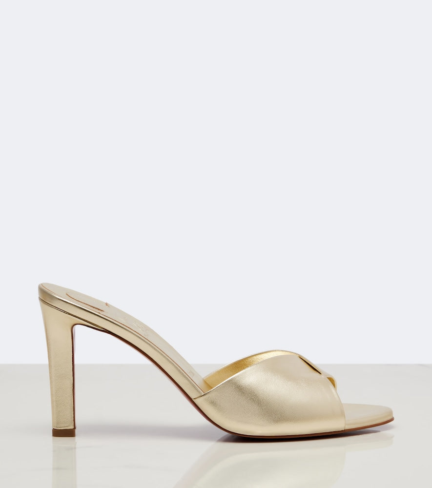 Christian Louboutin Fanny metallic leather mules - Gold Mid Heel Sandals