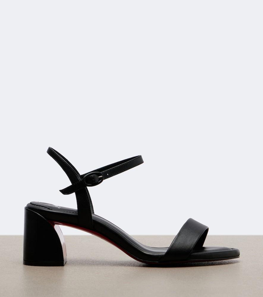 Christian Louboutin Jane leather sandals in Black - Mid Heel Sandals