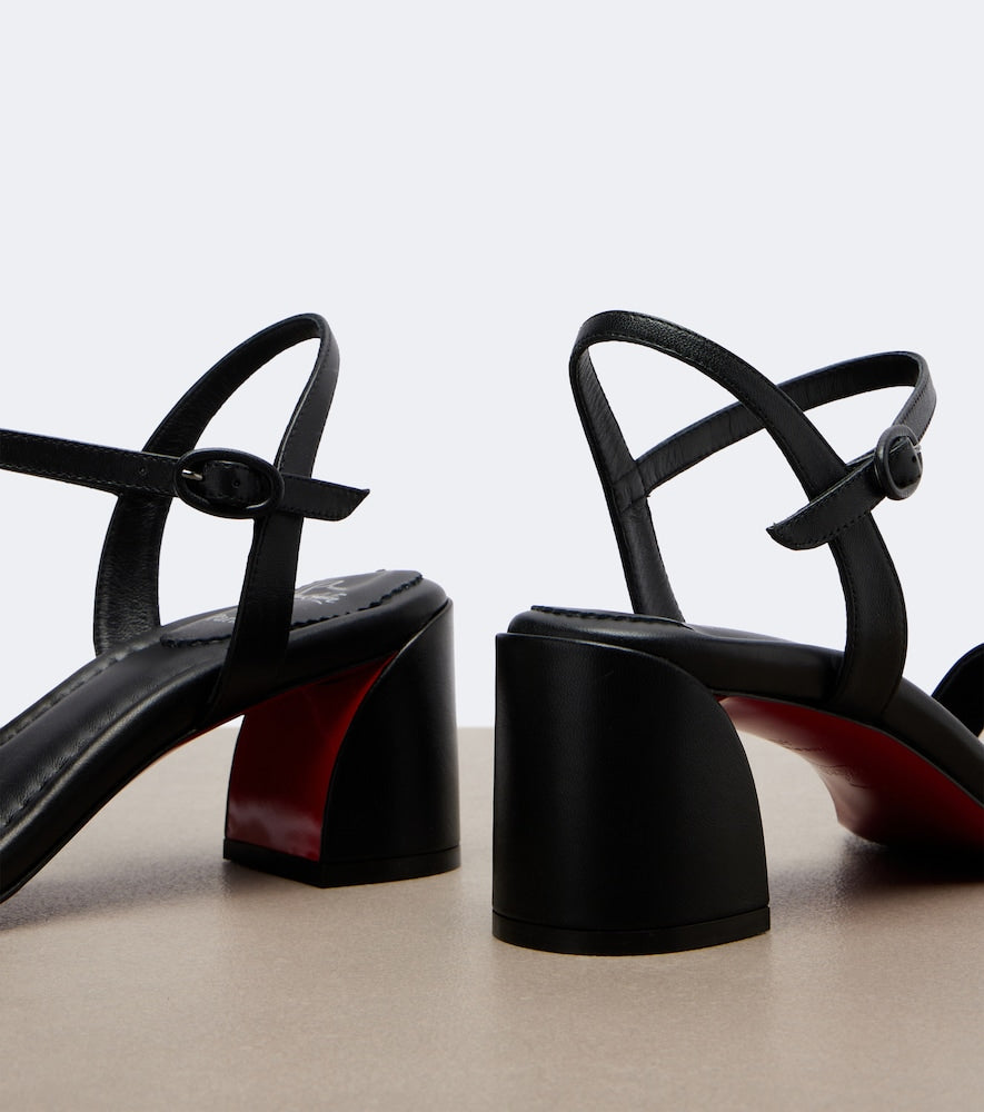 Christian Louboutin Jane leather sandals in Black - Mid Heel Sandals