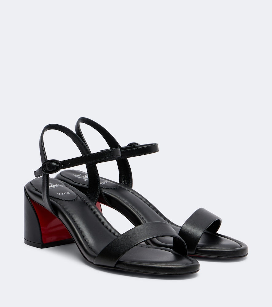 Christian Louboutin Jane leather sandals in Black - Mid Heel Sandals