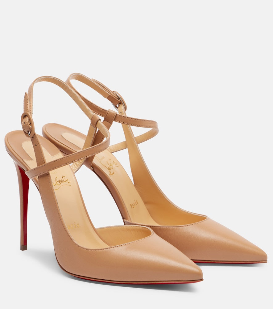 Christian Louboutin Jenlove 100 leather d'Orsay pumps - Beige High-Heel Pumps