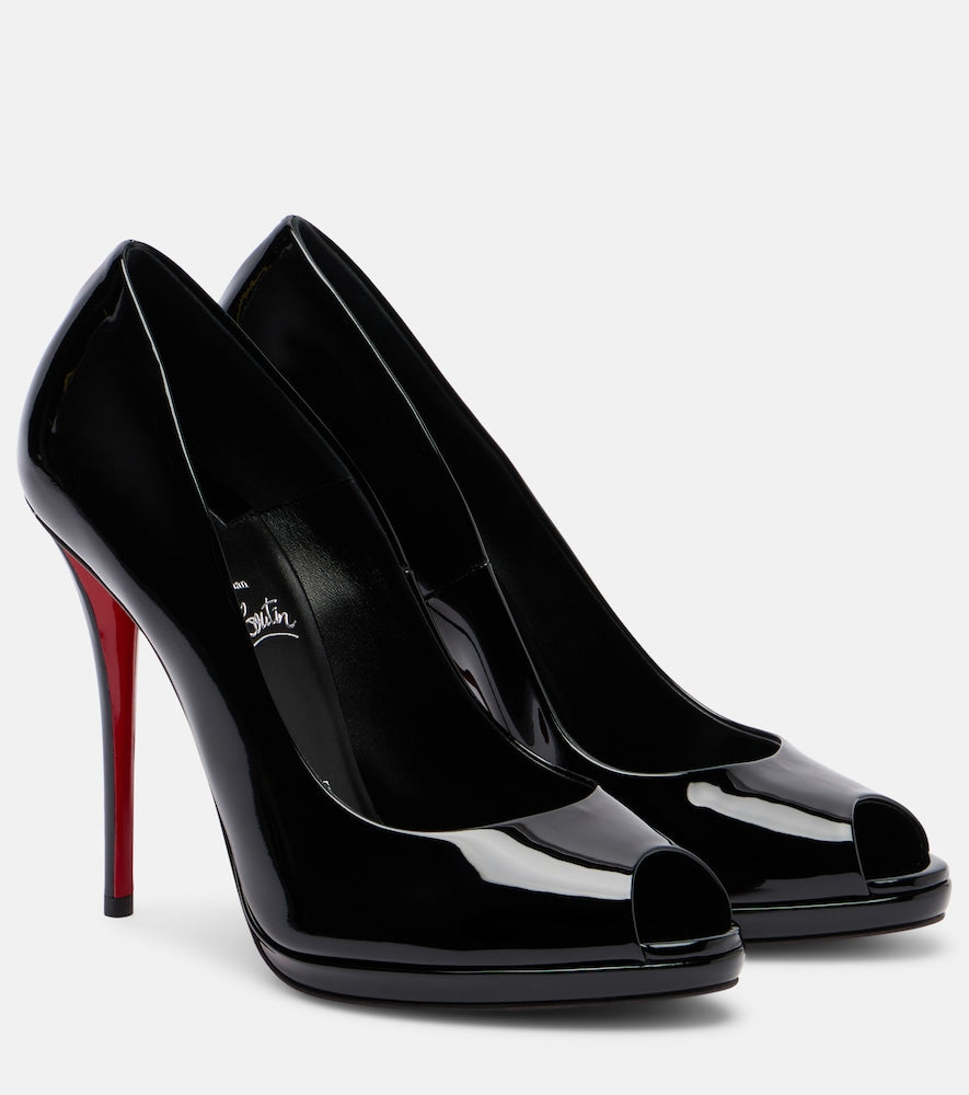 Christian Louboutin Lady Z patent leather peep-toe pumps (Black) - Heeled Sandals