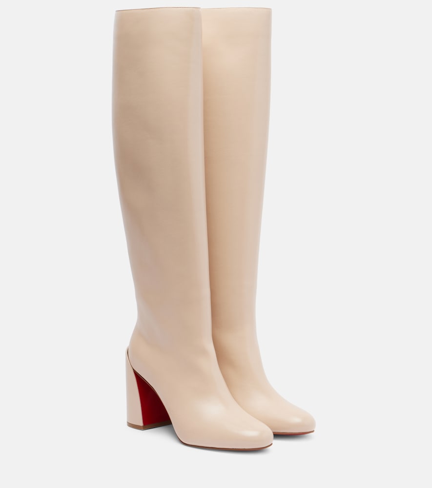 White Christian Louboutin Leather knee-high boots - Over-The-Knee Boots