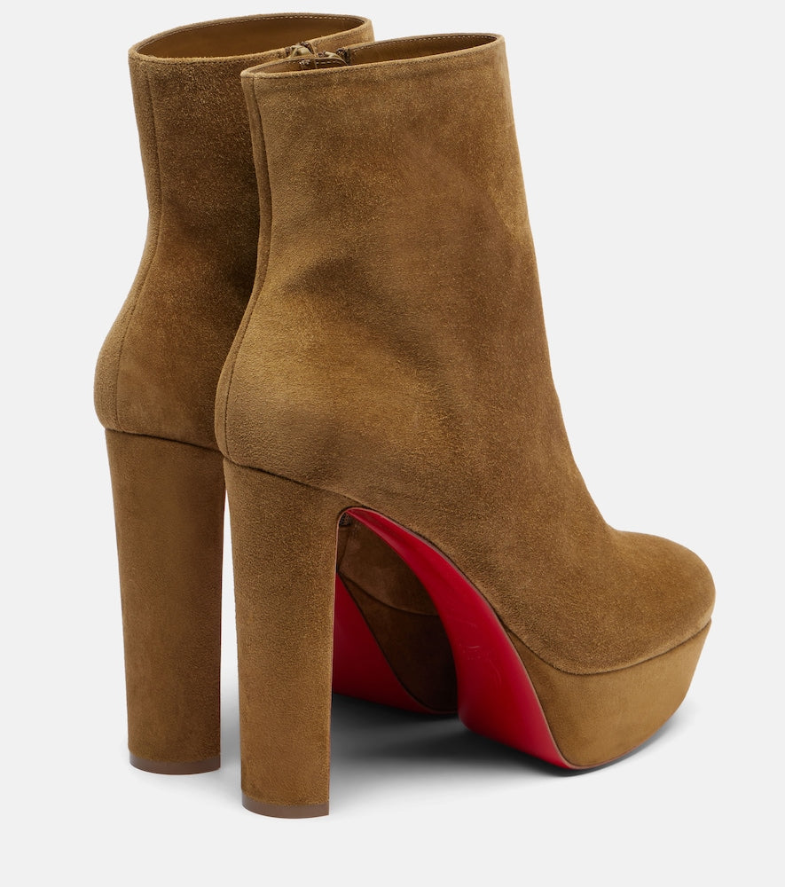 Green Christian Louboutin Loo Booty 130 suede platform ankle boots - High Heels