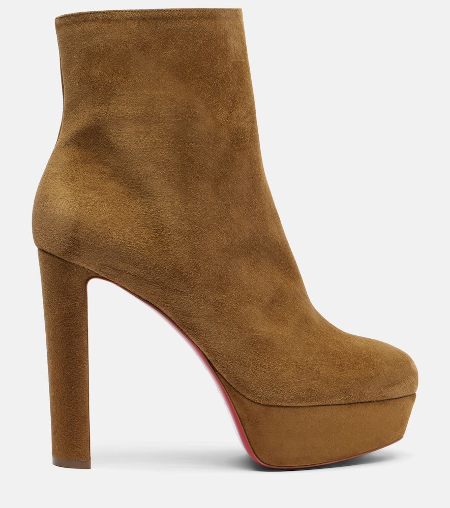 Green Christian Louboutin Loo Booty 130 suede platform ankle boots - High Heels