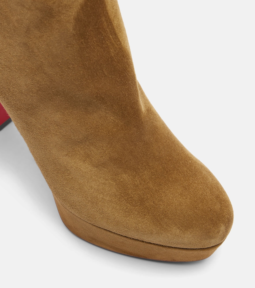 Green Christian Louboutin Loo Booty 130 suede platform ankle boots - High Heels