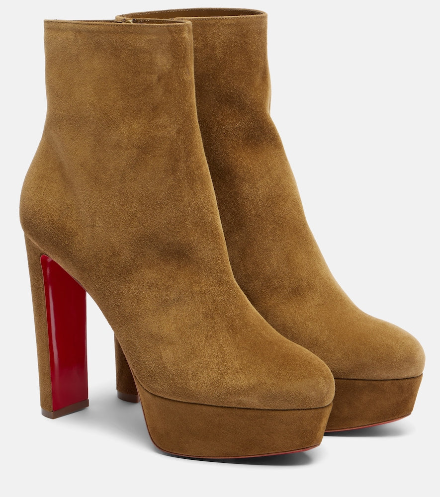 Green Christian Louboutin Loo Booty 130 suede platform ankle boots - High Heels