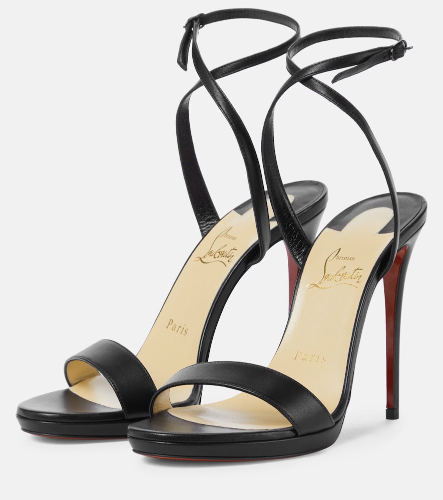 Black Christian Louboutin Loubi Queen 120 leather sandals - Heeled Sandals