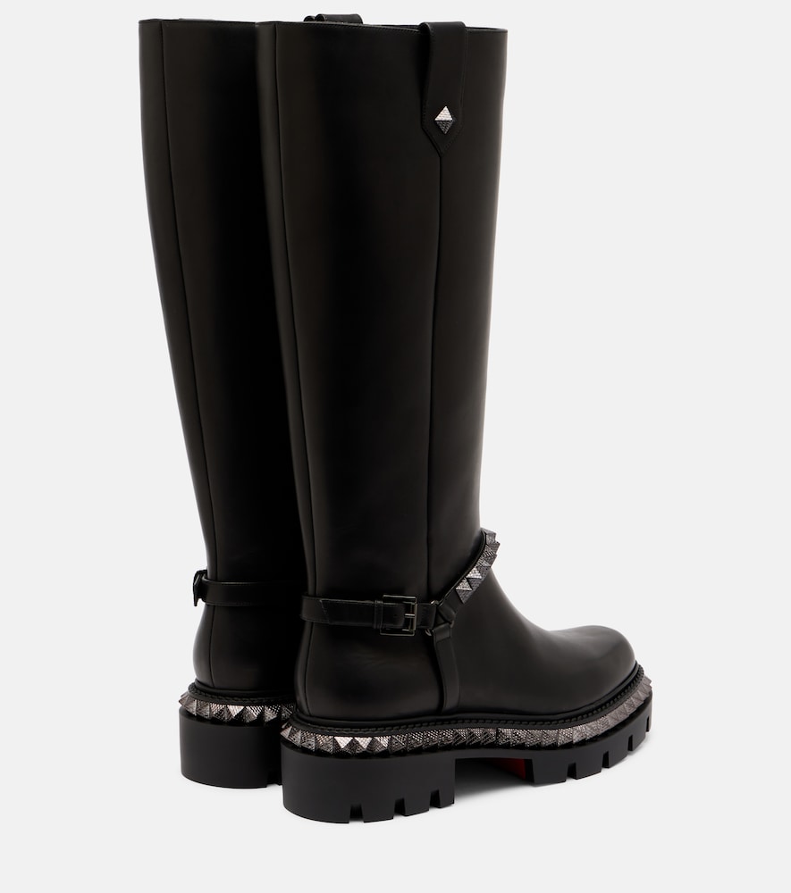 Christian Louboutin Marinetta studded leather knee-high boots in Black - Flat Boots