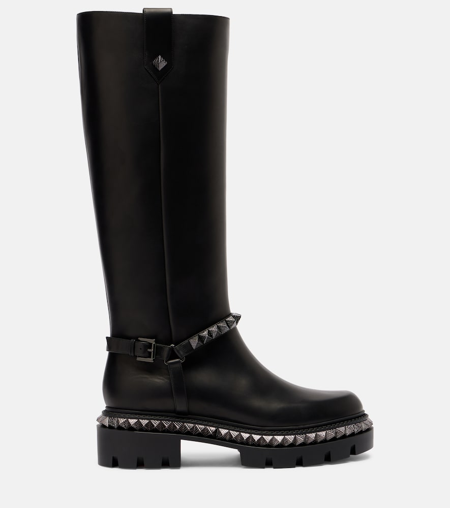 Christian Louboutin Marinetta studded leather knee-high boots in Black - Flat Boots