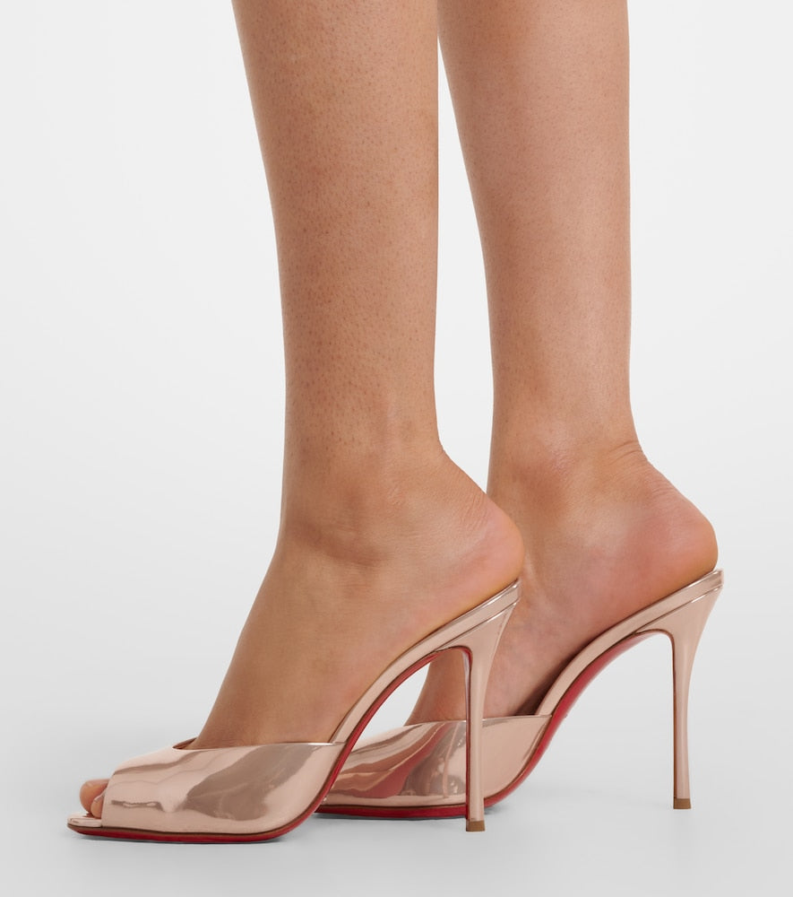 Pink Christian Louboutin Me Dolly laminated leather mules - High Heels