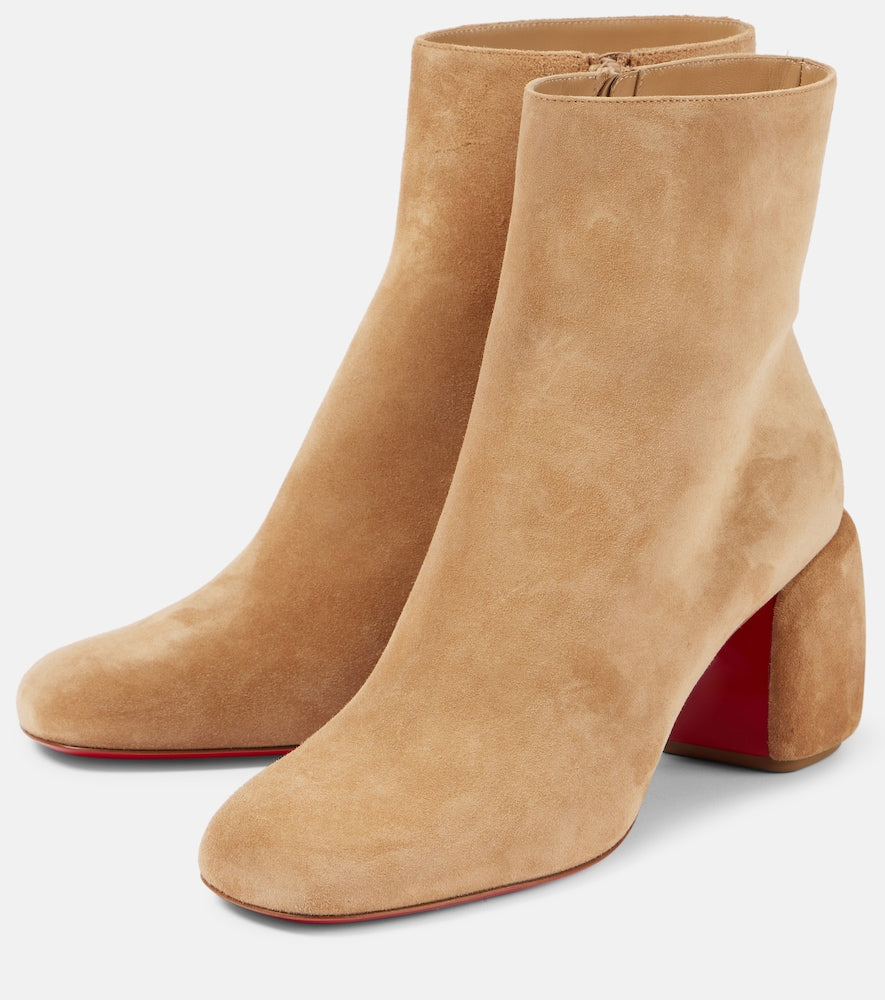 Beige Christian Louboutin Minny Booty 70 suede ankle boots - Mid Heel Boots