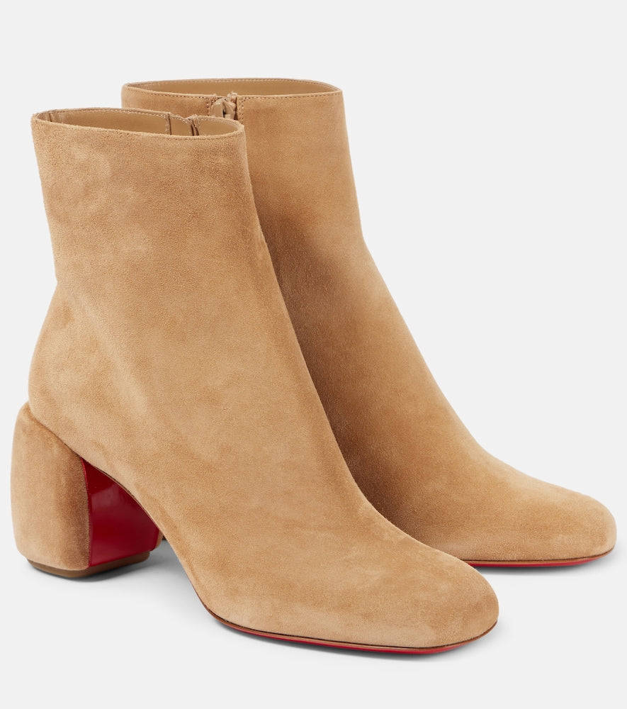 Beige Christian Louboutin Minny Booty 70 suede ankle boots - Mid Heel Boots