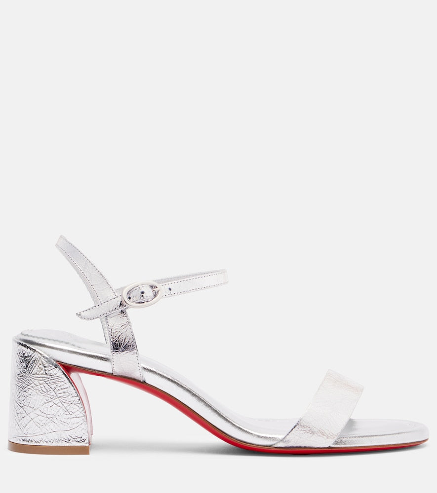 Silver Christian Louboutin Miss Jane 55 metallic leather sandals - Heeled Sandals