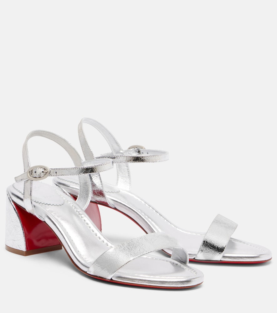 Silver Christian Louboutin Miss Jane 55 metallic leather sandals - Heeled Sandals