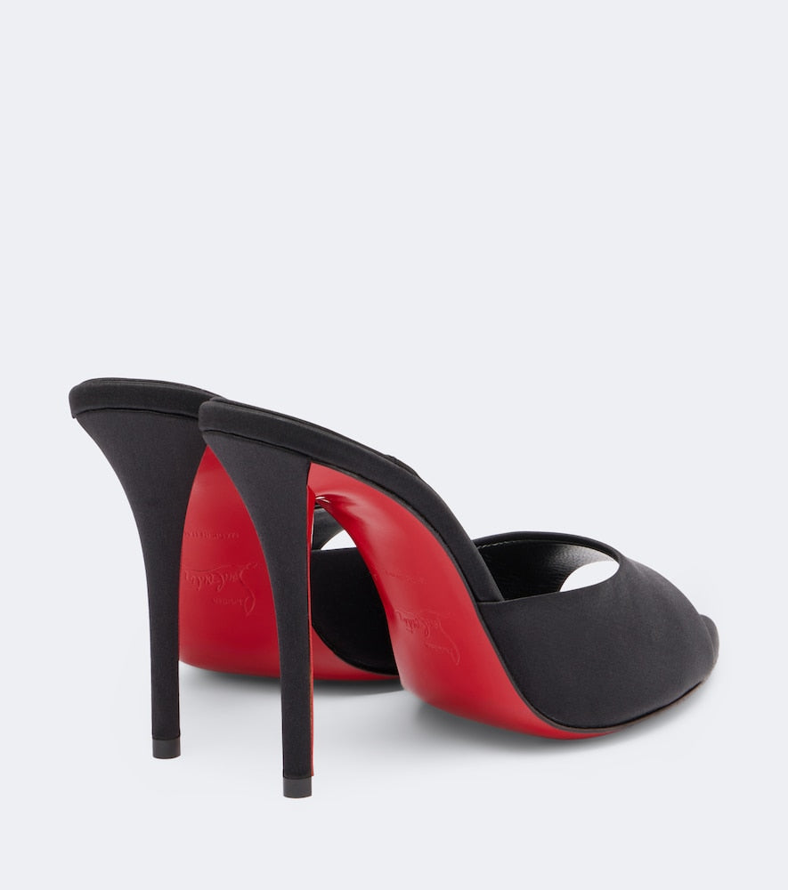Black Christian Louboutin Miss Z 100 crepe satin mules - Heeled Sandals