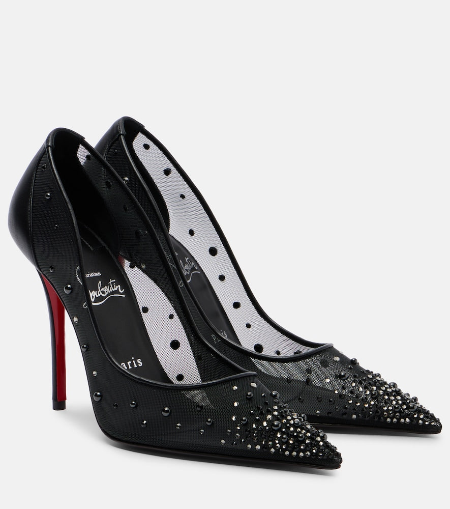 Christian Louboutin Miss Z 100 embellished mesh pumps (Black) - High-Heel Pumps