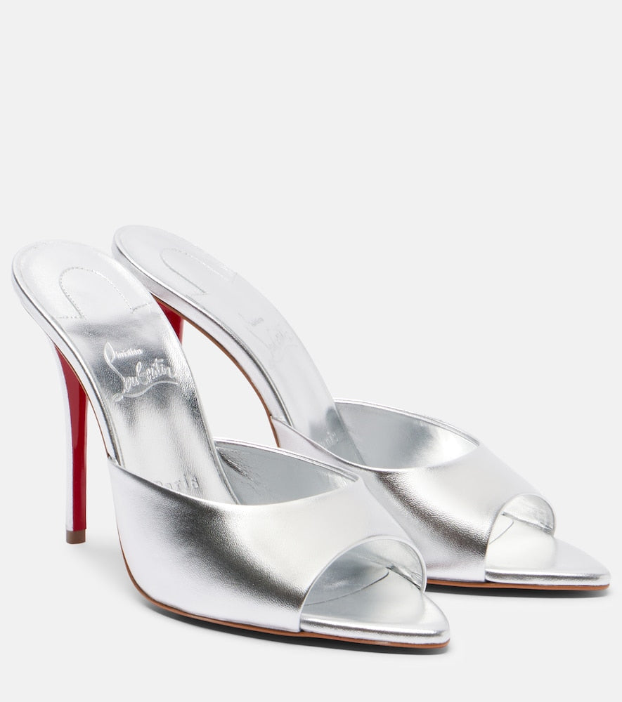 Christian Louboutin Miss Z 100 metallic leather mules - Silver Heeled Sandals