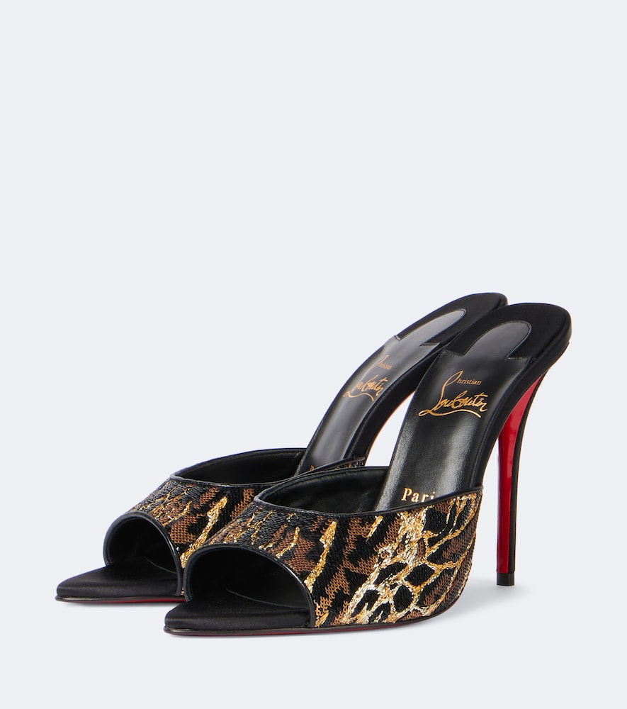 Christian Louboutin Miss Z 100 sequined satin mules (Multicoloured) - Heeled Sandals