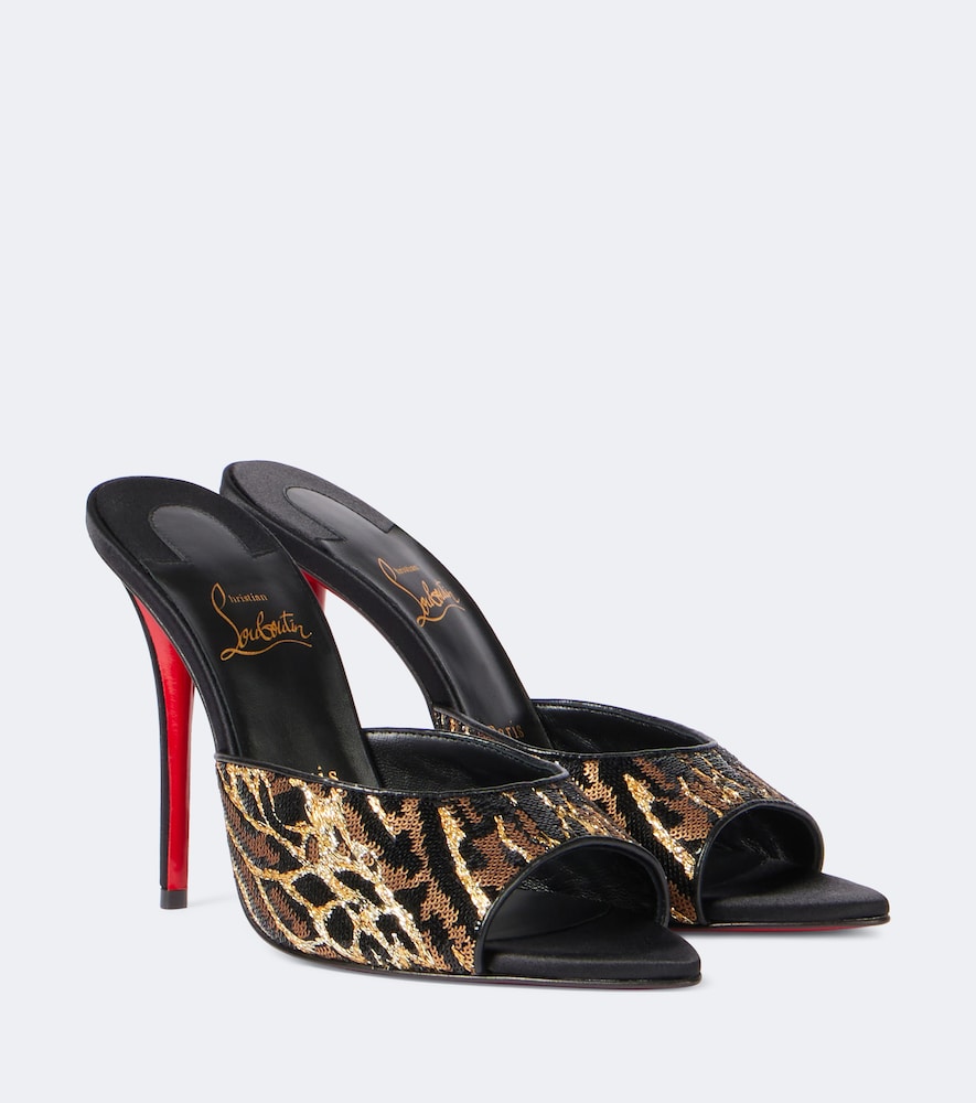 Christian Louboutin Miss Z 100 sequined satin mules (Multicoloured) - Heeled Sandals