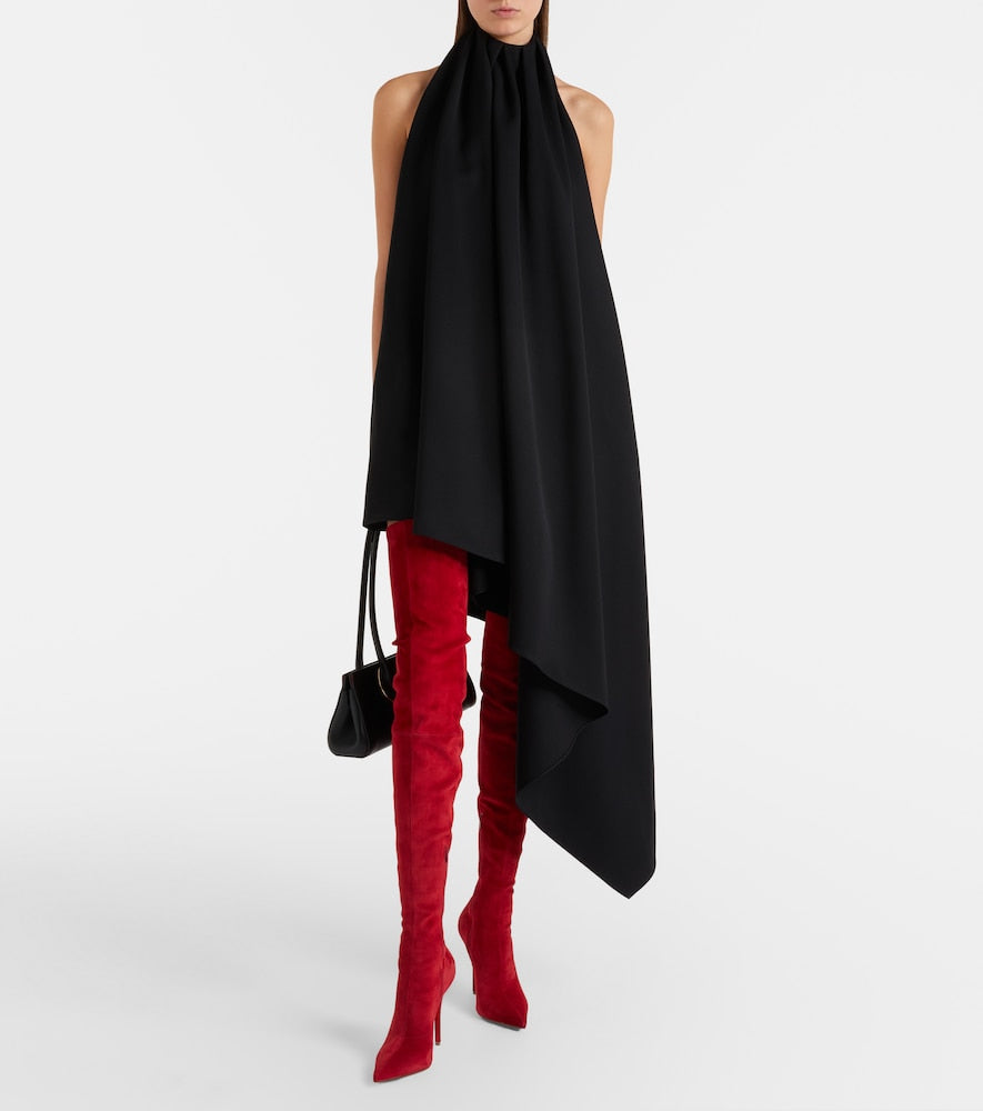 Red Christian Louboutin Miss Z 100 suede over-the-knee boots - High Heels