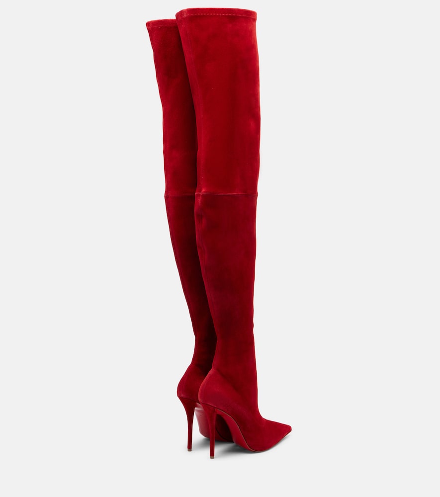 Red Christian Louboutin Miss Z 100 suede over-the-knee boots - High Heels