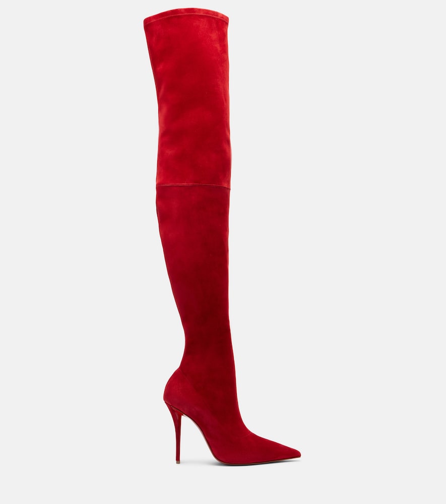 Red Christian Louboutin Miss Z 100 suede over-the-knee boots - High Heels
